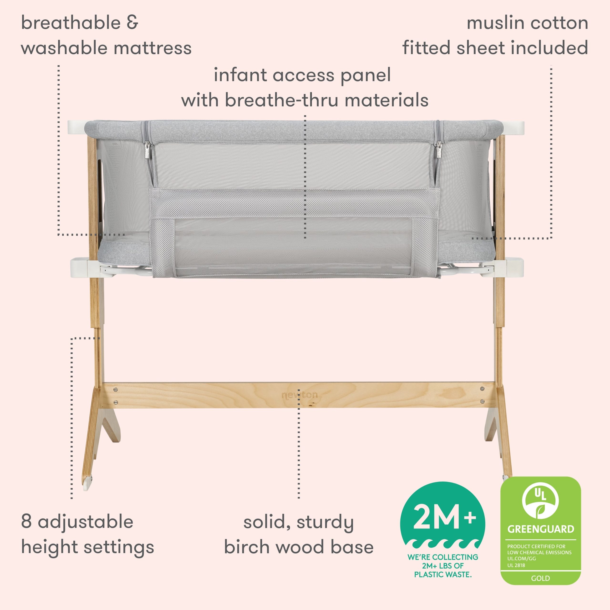 Bedside Sleeper. Original Crib Mattress + Waterproof Pad - Image 9
