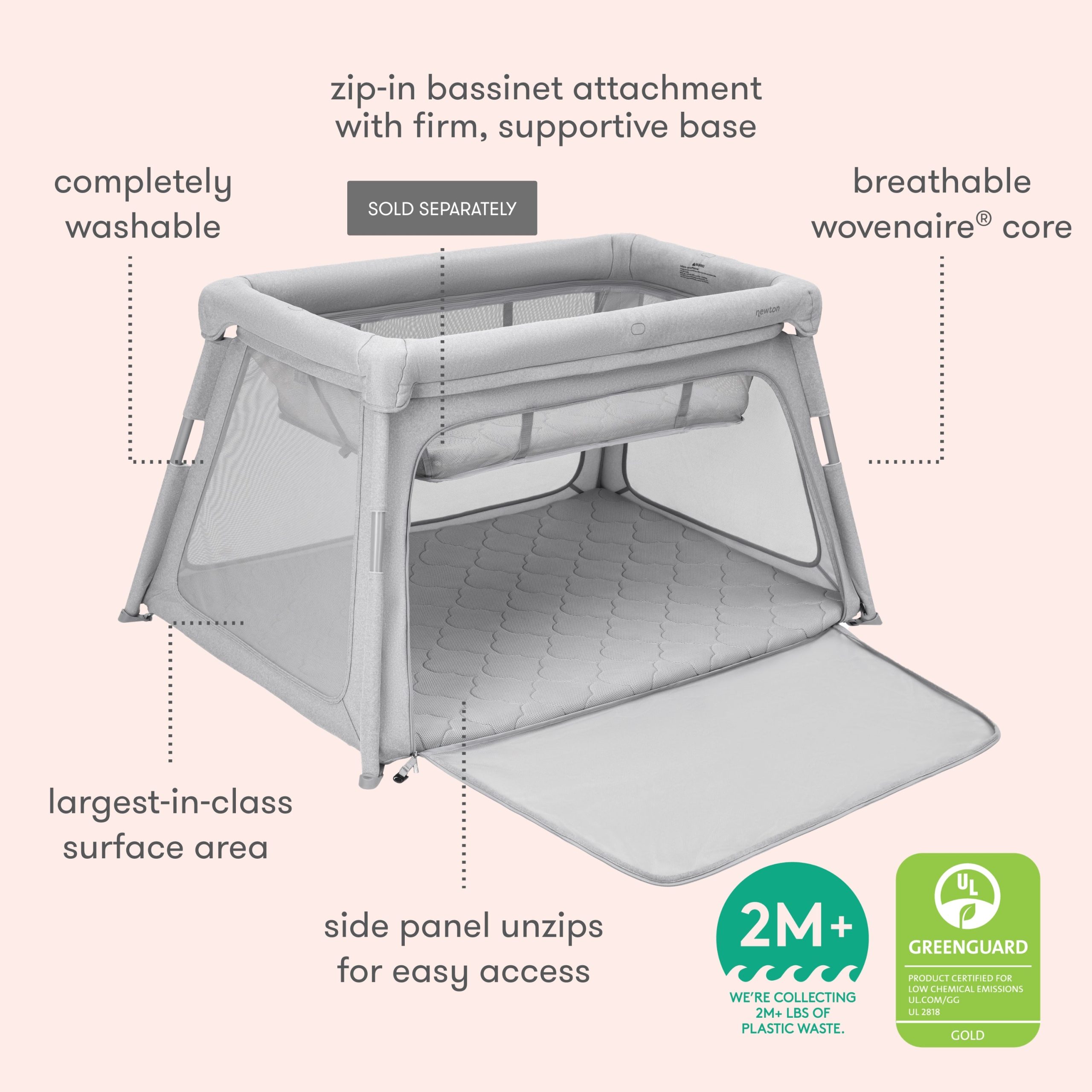 Bassinet & Bedside Sleeper + Deluxe Travel Crib - Image 16